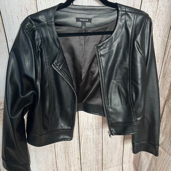 Torrid Cropped Leather-look Jacket - Picture 1 of 5